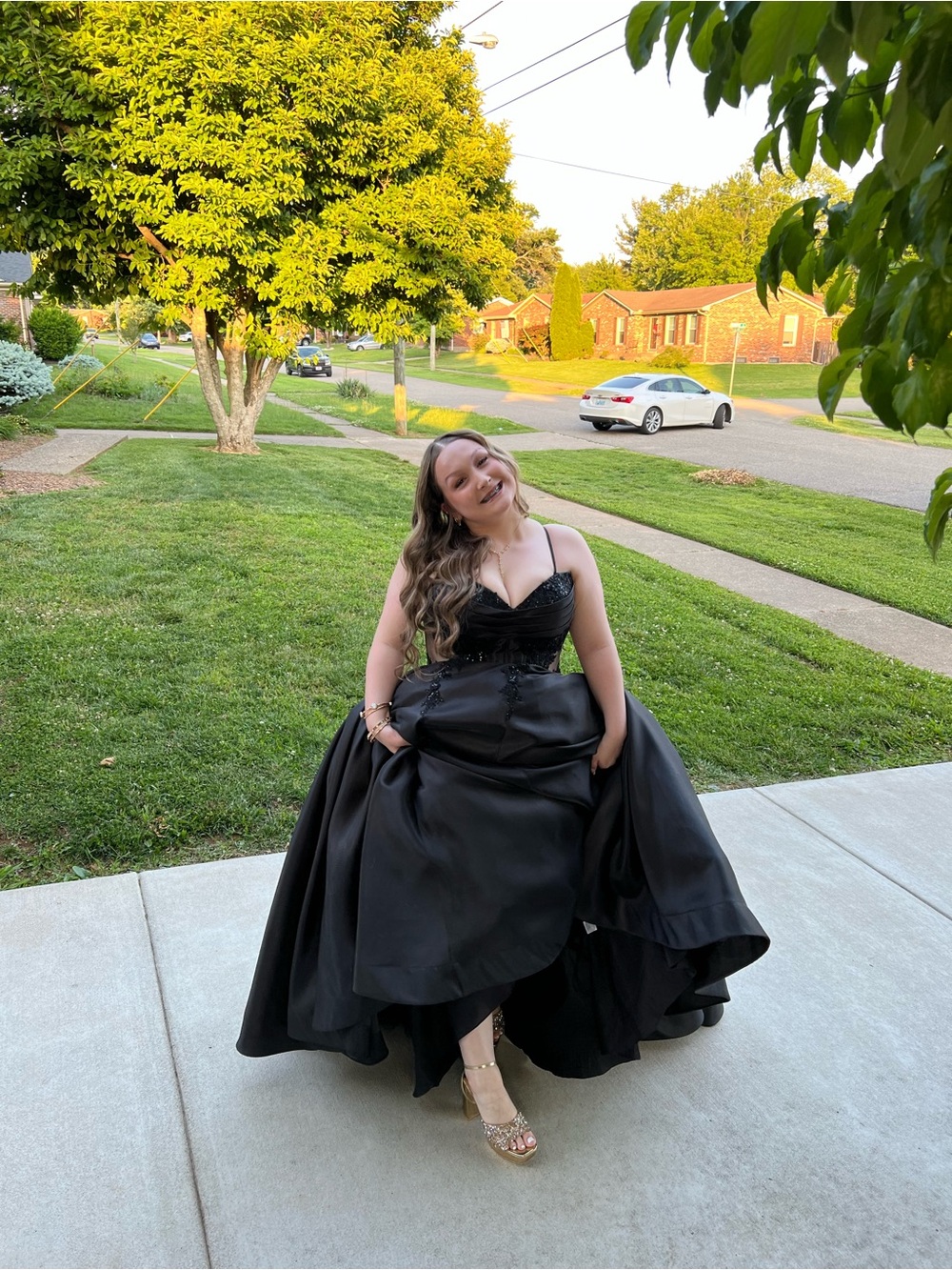 Black Formal Prom Ball Gown with Strapless Sweetheart Bodice